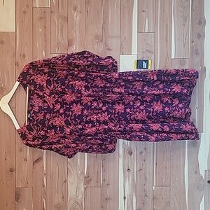 Land's End Dress, Size M/L, Purple, Red, Cinched Waist, Drawstring